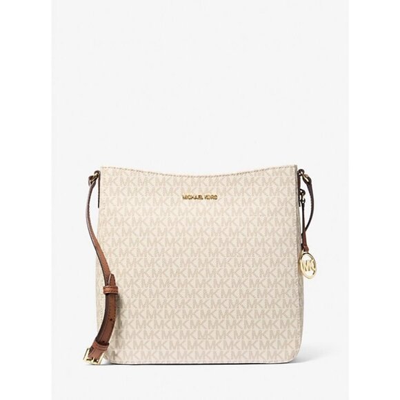 Michael Kors Jet Set Crossbody Messenger Vanilla MK Logo Gold-Tone Hardware - Picture 1 of 4